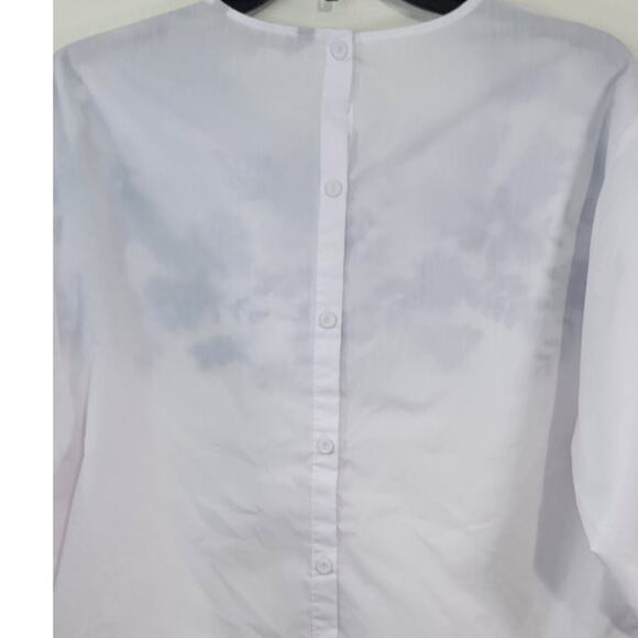 Zara Basic Shirt Womens Medium Sequins Ruffled Modern French Sleek Clean Blouse - Picture 6 of 8